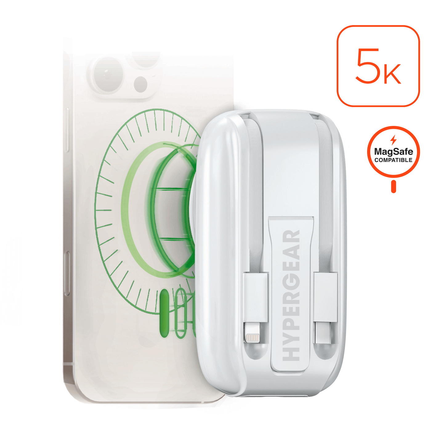 Mag Grip Go 5000mAh Wireless Power Bank White