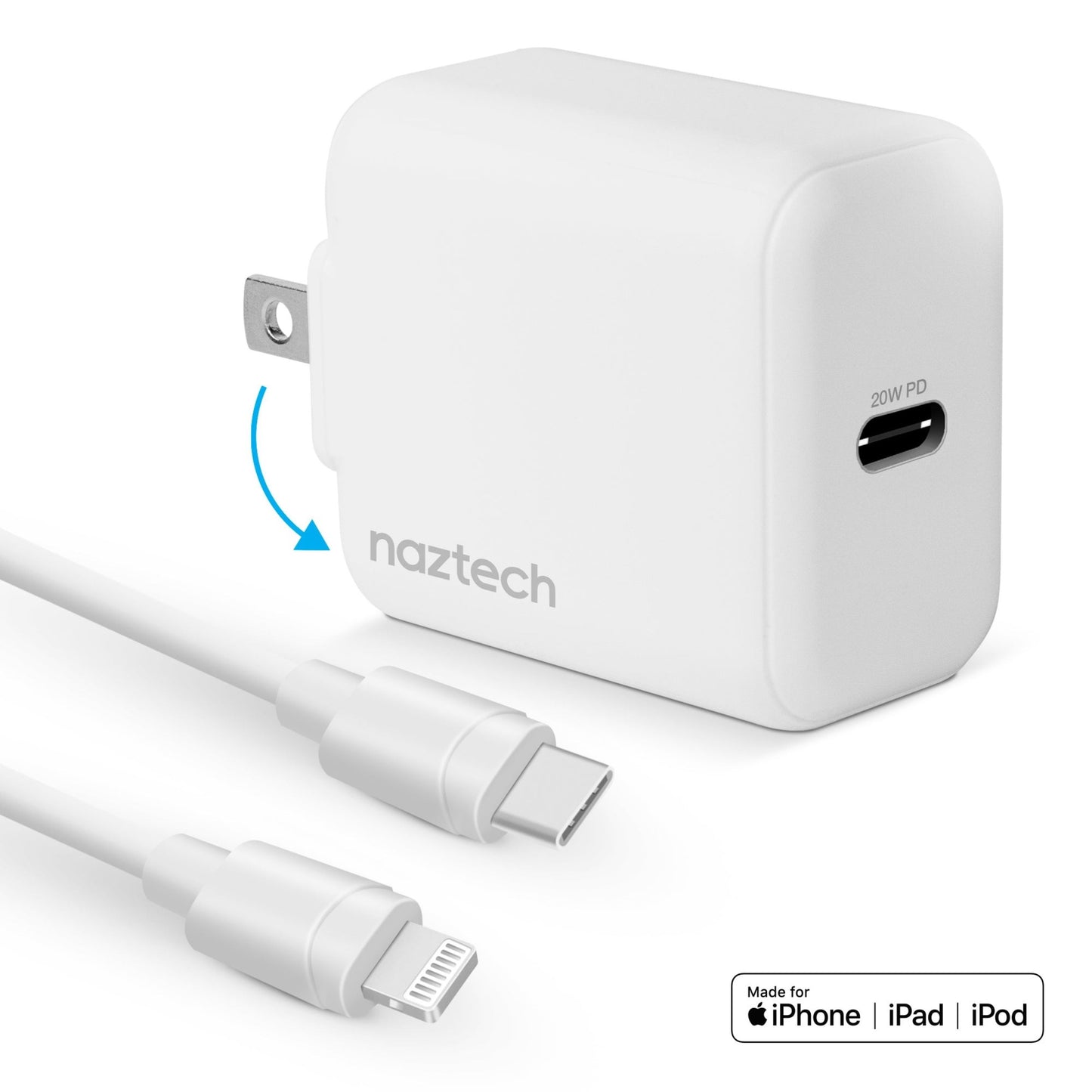 20W PD Wall Charger + USB-C to Lightning 4ft Cbl