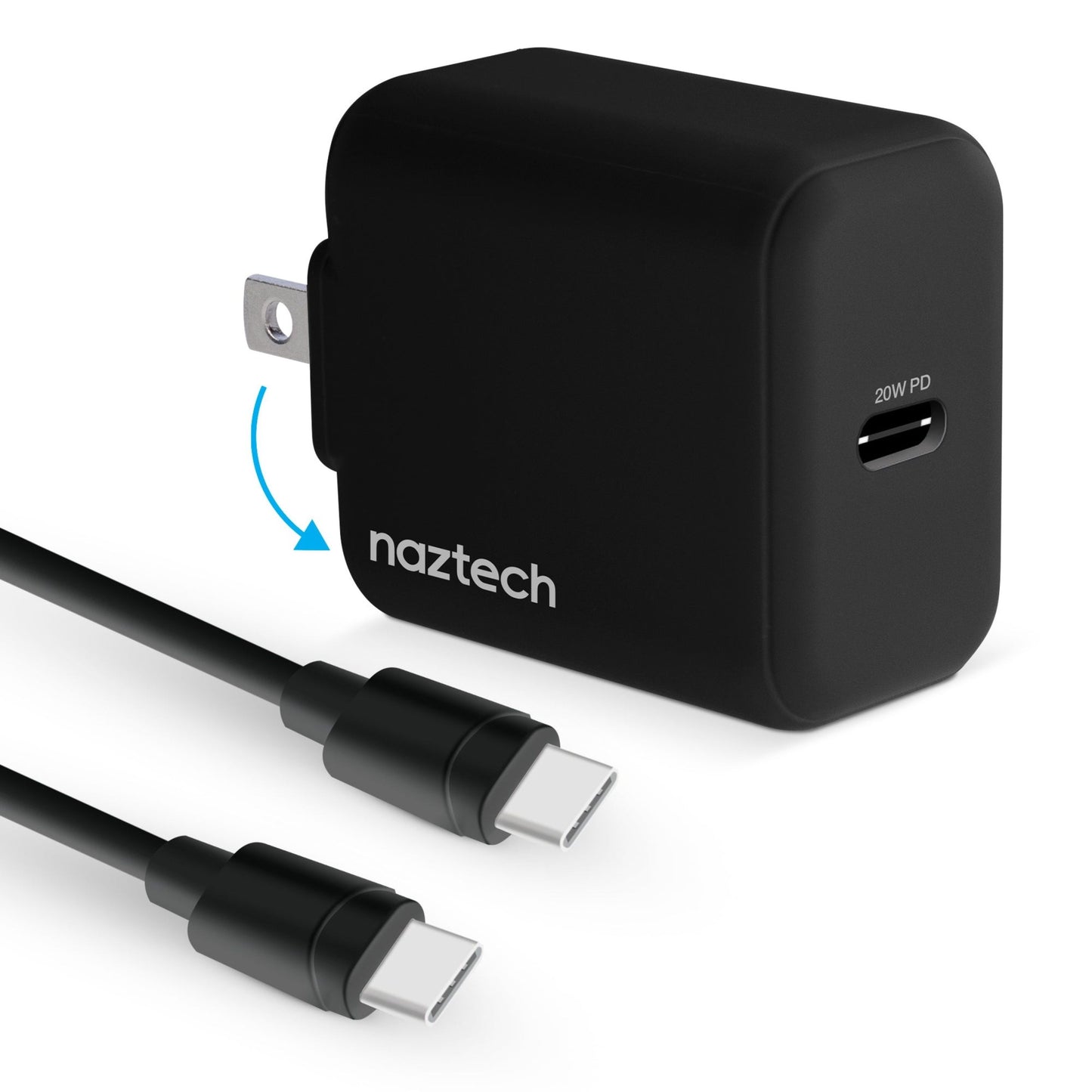 20W PD Wall Charger + USB-C to USB-C 4ft Cbl
