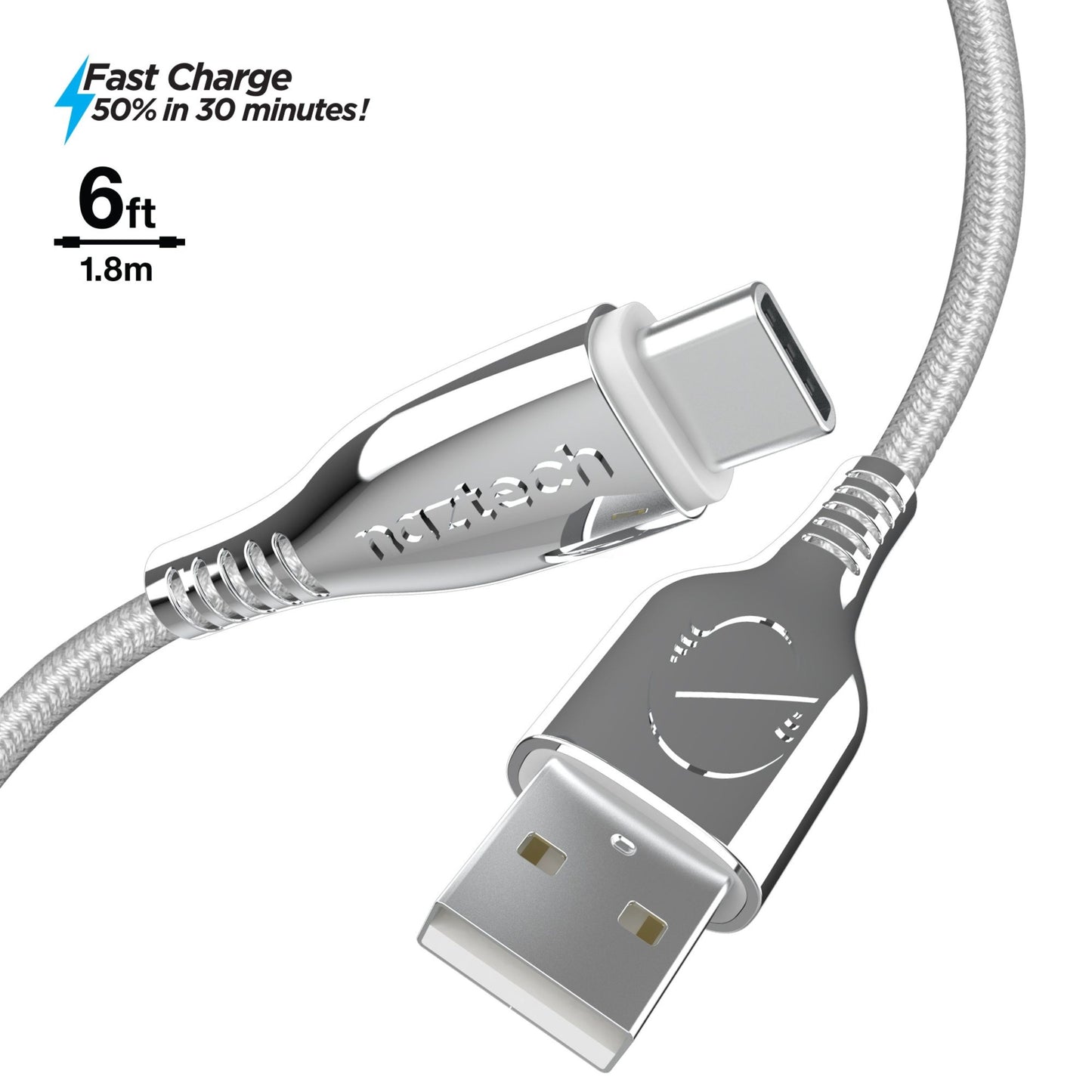 Titanium USB to USB-C Braided Cable 6ft