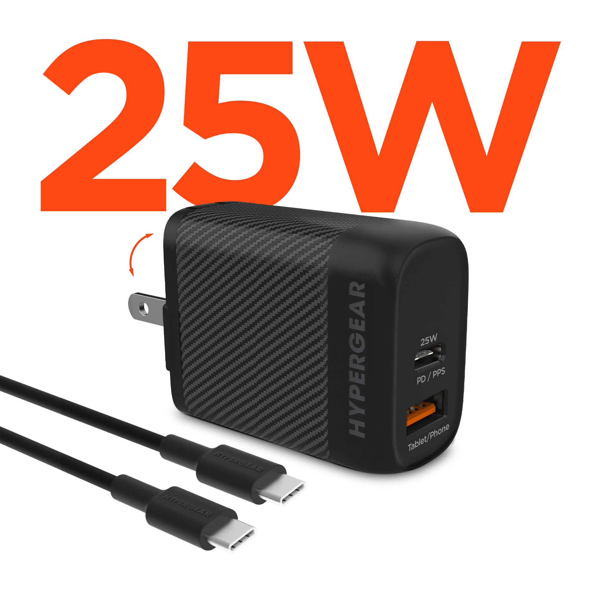 SpeedBoost 25W USB-C PD + 12W USB Fast Wall Charger with PPS and 6ft USB-C Cable