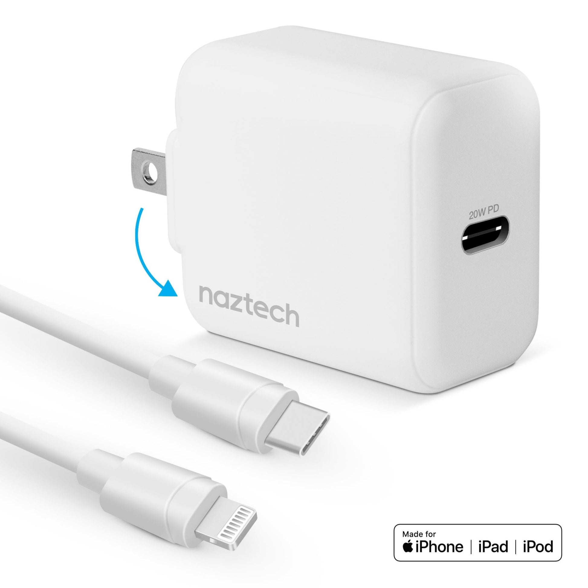 20W PD Wall Charger + USB-C to Lightning 4ft Cbl