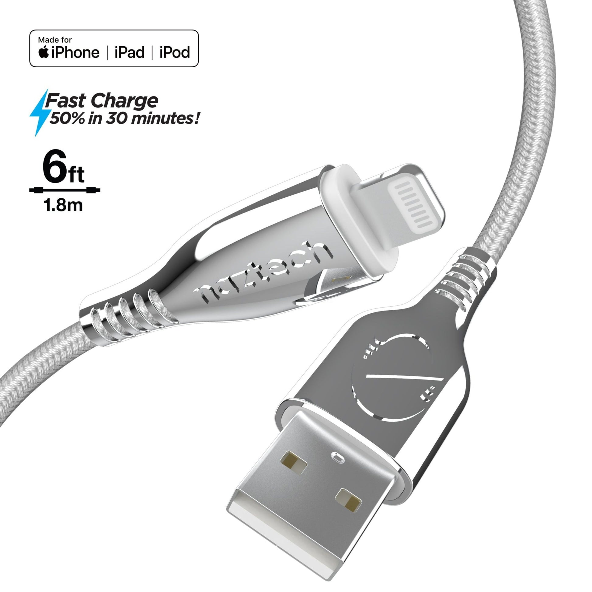 Titanium USB to MFi Lightning Braided Cable 6ft