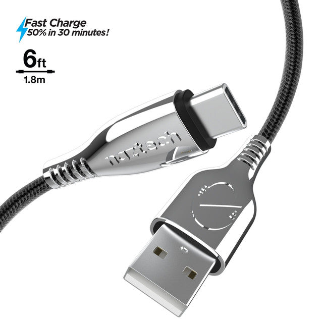 Titanium USB to USB-C Braided Cable 6ft