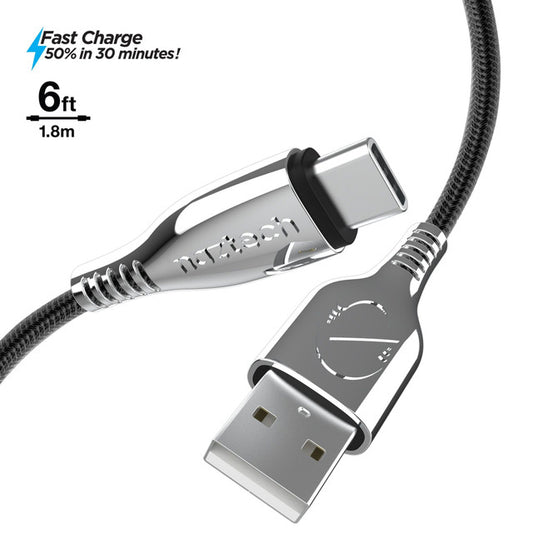 Titanium USB to USB-C Braided Cable 6ft