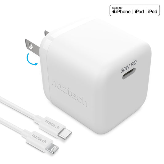 30W PD Wall Charger + USB-C to MFI Cable 6ft