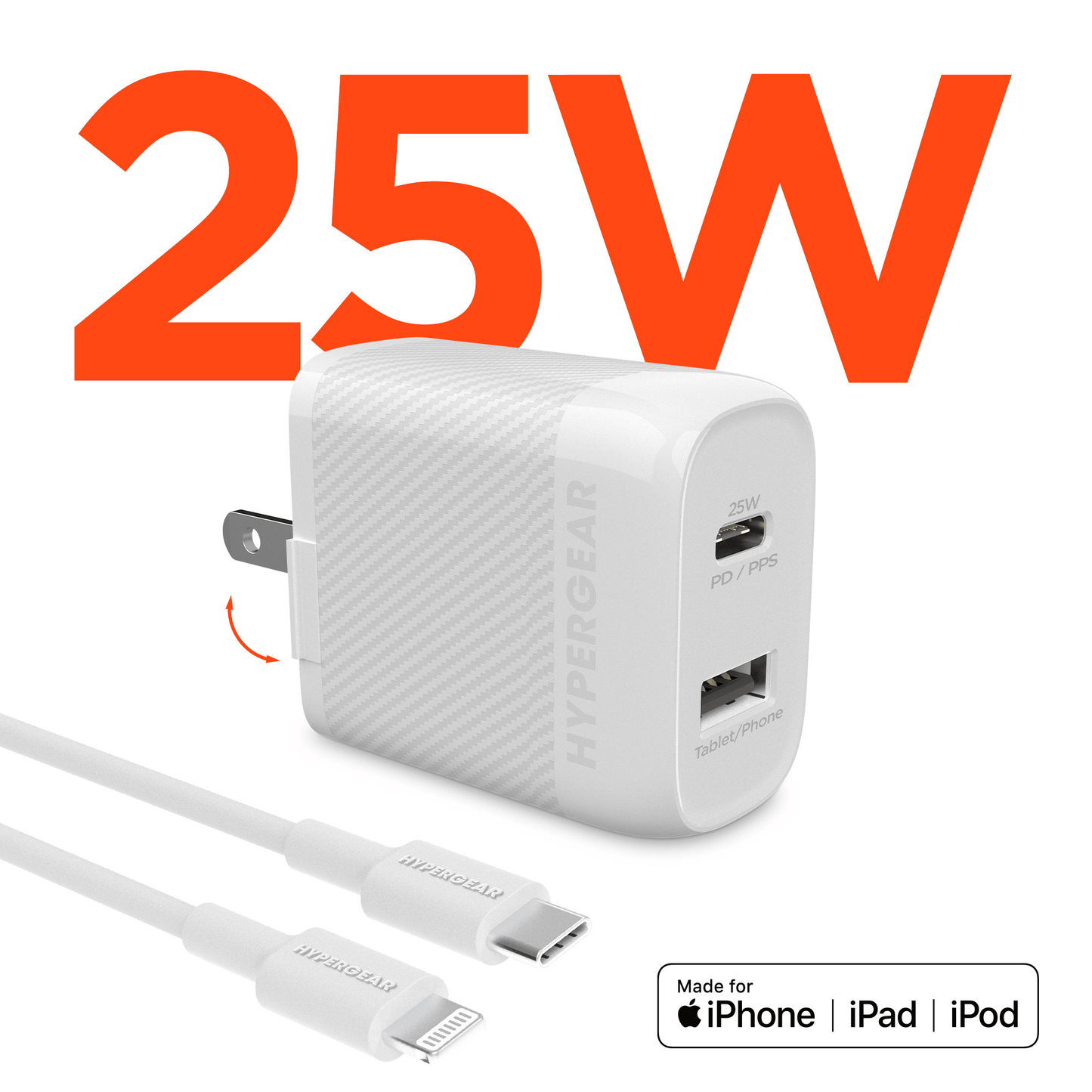 SpeedBoost 25W USB-C PD + 12W USB Fast Wall Charger with PPS and 6ft MFi Lightning Cable