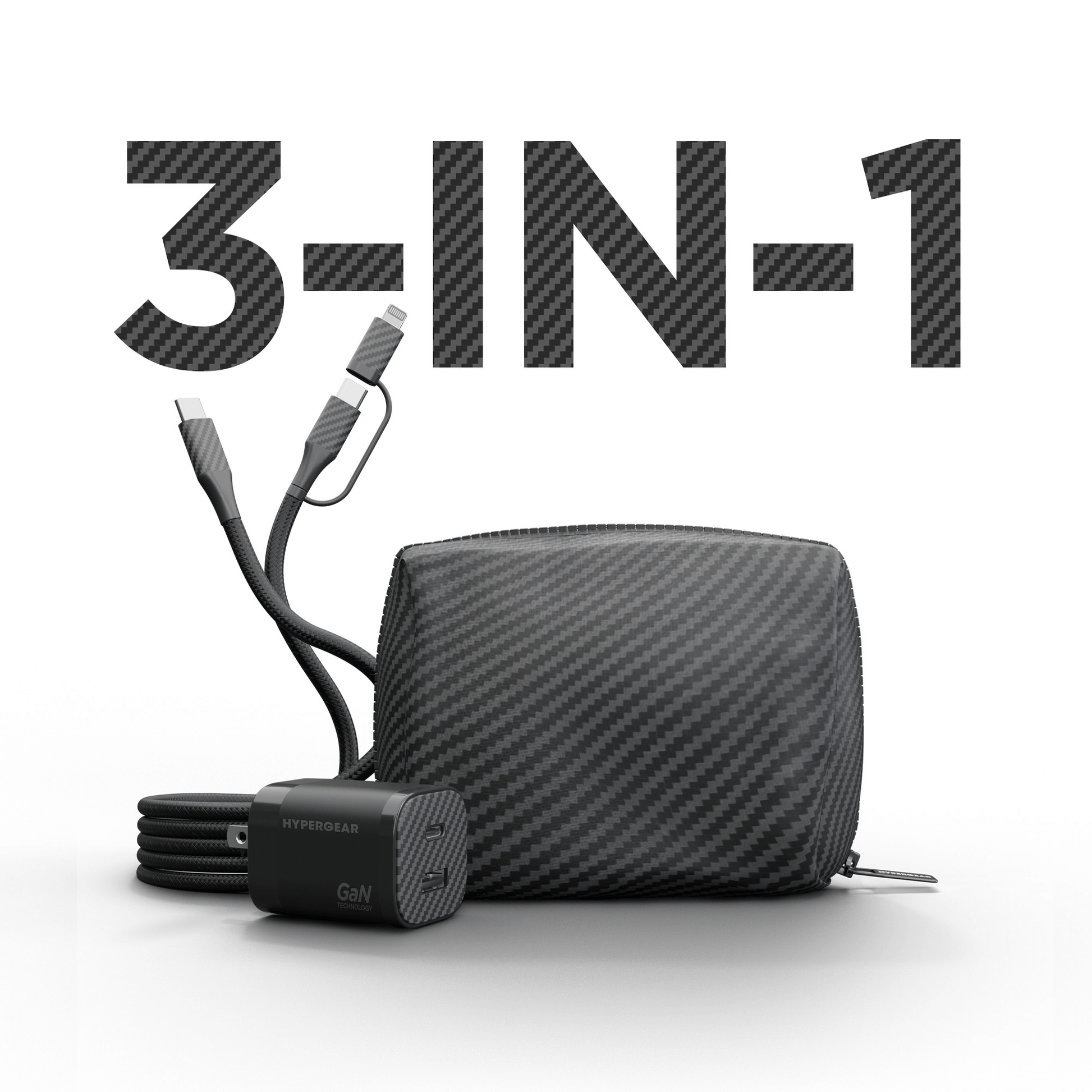 TECHcessories 30W USB-C PD Charging Kit with Travel Pouch Carbon Fiber