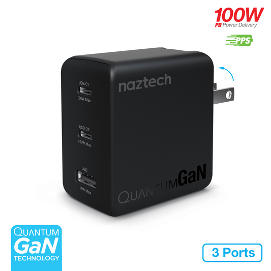 Nexus T100 100W USB-C PD + USB 3-Port GaN Ultra-Fast Wall Charger with PPS