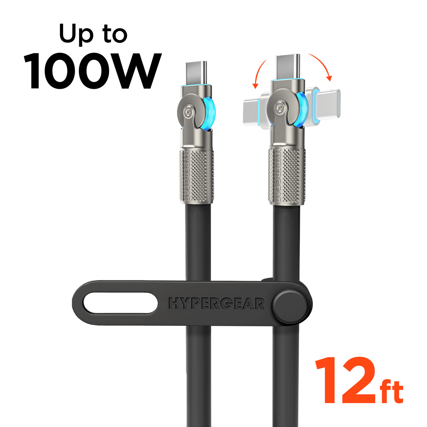 Chunky180° 100W USB-C to USB-C Rugged Fast Charge Cable 12ft Black